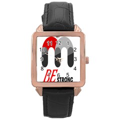 Be Strong  Rose Gold Leather Watch 