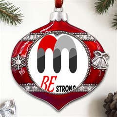 Be Strong  Metal Snowflake And Bell Red Ornament