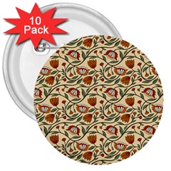 Floral Design 3  Buttons (10 Pack)  by designsbymallika