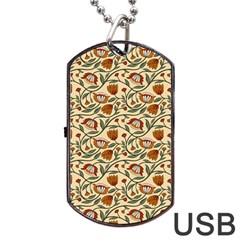 Floral Design Dog Tag Usb Flash (one Side) by designsbymallika