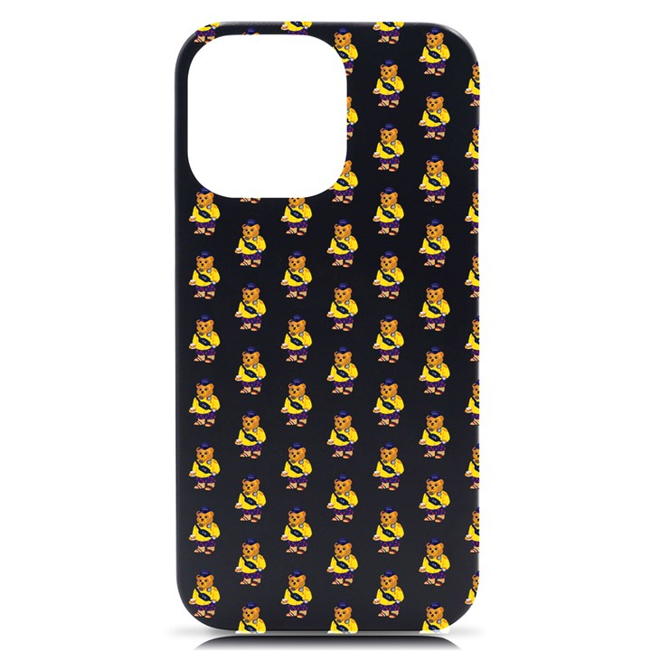 Teddy Pattern iPhone 14 Pro Max Black UV Print Case