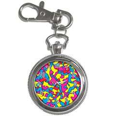 Colorful-graffiti-pattern-blue-background Key Chain Watches by designsbymallika