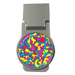 Colorful-graffiti-pattern-blue-background Money Clips (Round)  Front