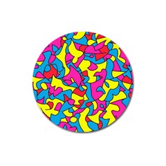 Colorful-graffiti-pattern-blue-background Magnet 3  (round) by designsbymallika