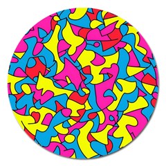 Colorful-graffiti-pattern-blue-background Magnet 5  (round) by designsbymallika