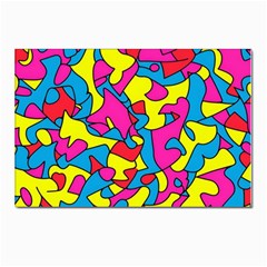 Colorful-graffiti-pattern-blue-background Postcards 5  X 7  (pkg Of 10) by designsbymallika