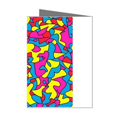 Colorful-graffiti-pattern-blue-background Mini Greeting Cards (pkg Of 8) by designsbymallika