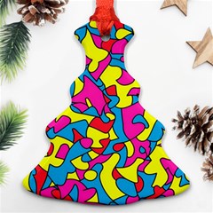 Colorful-graffiti-pattern-blue-background Christmas Tree Ornament (two Sides) by designsbymallika