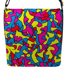 Colorful-graffiti-pattern-blue-background Flap Closure Messenger Bag (s) by designsbymallika