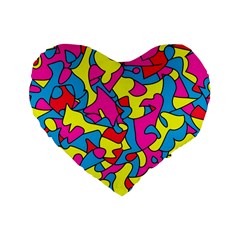 Colorful-graffiti-pattern-blue-background Standard 16  Premium Flano Heart Shape Cushions by designsbymallika