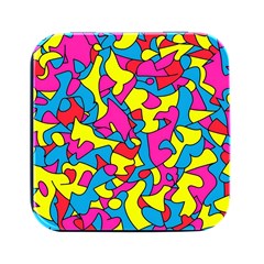 Colorful-graffiti-pattern-blue-background Square Metal Box (black)