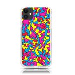 Colorful-graffiti-pattern-blue-background iPhone 11 TPU UV Print Case Front