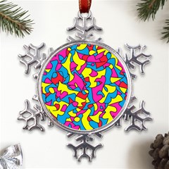 Colorful-graffiti-pattern-blue-background Metal Large Snowflake Ornament by designsbymallika