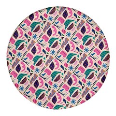 Multi Colour Pattern Round Glass Fridge Magnet (4 Pack) by designsbymallika