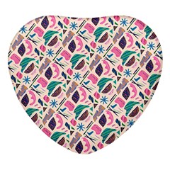 Multi Colour Pattern Heart Glass Fridge Magnet (4 Pack) by designsbymallika