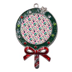 Multi Colour Pattern Metal X mas Lollipop With Crystal Ornament by designsbymallika