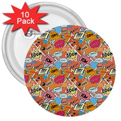 Pop Culture Abstract Pattern 3  Buttons (10 Pack)  by designsbymallika