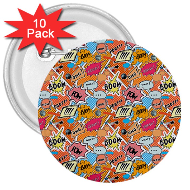 Pop Culture Abstract Pattern 3  Buttons (10 pack) 