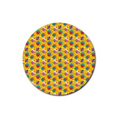 Heart Diamond Pattern Rubber Coaster (round) by designsbymallika