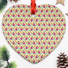 Summer Watermelon Pattern Heart Ornament (two Sides)