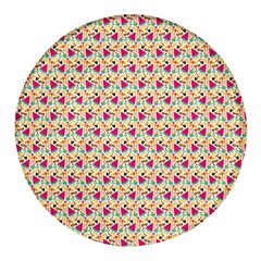 Summer Watermelon Pattern Round Glass Fridge Magnet (4 Pack) by designsbymallika