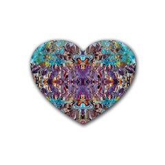 Amethyst On Turquoise Rubber Coaster (heart) by kaleidomarblingart