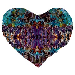 Amethyst On Turquoise Large 19  Premium Heart Shape Cushions by kaleidomarblingart