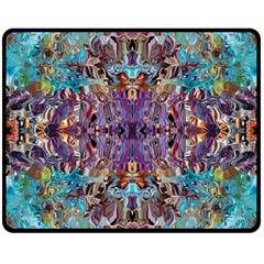 Amethyst On Turquoise Two Sides Fleece Blanket (medium) by kaleidomarblingart