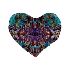 Amethyst On Turquoise Standard 16  Premium Flano Heart Shape Cushions by kaleidomarblingart