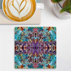 Amethyst On Turquoise Uv Print Square Tile Coaster  by kaleidomarblingart