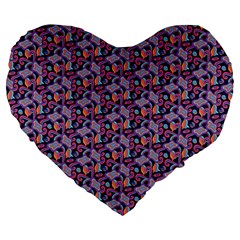 Trippy Cool Pattern Large 19  Premium Heart Shape Cushions by designsbymallika