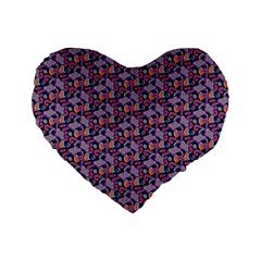 Trippy Cool Pattern Standard 16  Premium Flano Heart Shape Cushions by designsbymallika