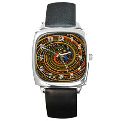 Swirl Vortex Emoji Cyclone Motion Art Square Metal Watch by Paksenen