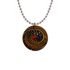 Swirl Vortex Emoji Cyclone Motion Art 1  Button Necklace by Paksenen