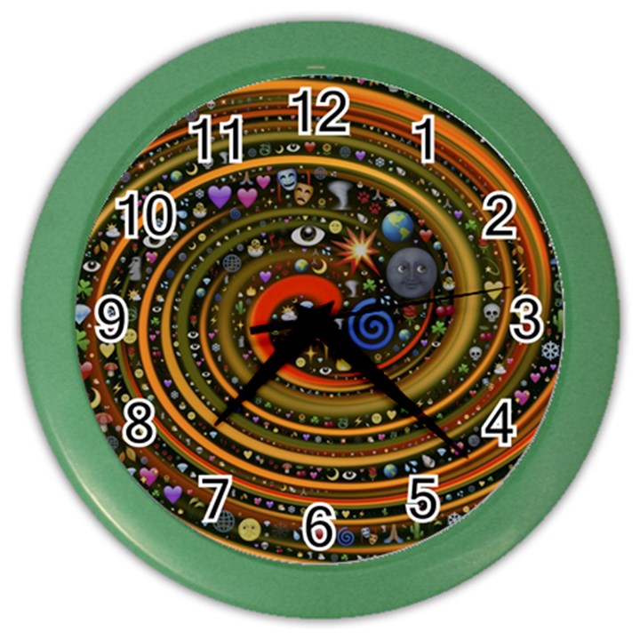 Swirl Vortex Emoji Cyclone Motion Art Color Wall Clock