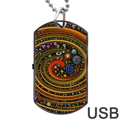 Swirl Vortex Emoji Cyclone Motion Art Dog Tag Usb Flash (one Side) by Paksenen