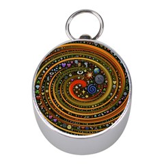 Swirl Vortex Emoji Cyclone Motion Art Mini Silver Compasses by Paksenen