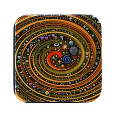 Swirl Vortex Emoji Cyclone Motion Art Square Metal Box (black)