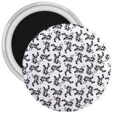 Erotic Pants Motif Black And White Graphic Pattern Black Backgrond 3  Magnets