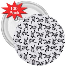 Erotic Pants Motif Black And White Graphic Pattern Black Backgrond 3  Buttons (100 Pack) 