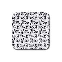 Erotic Pants Motif Black And White Graphic Pattern Black Backgrond Rubber Coaster (square)