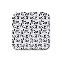 Erotic Pants Motif Black And White Graphic Pattern Black Backgrond Rubber Square Coaster (4 Pack) by dflcprintsclothing