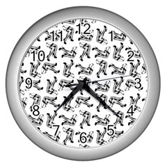 Erotic Pants Motif Black And White Graphic Pattern Black Backgrond Wall Clock (silver) by dflcprintsclothing