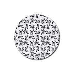 Erotic Pants Motif Black And White Graphic Pattern Black Backgrond Rubber Coaster (round) by dflcprintsclothing