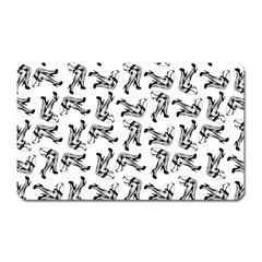 Erotic Pants Motif Black And White Graphic Pattern Black Backgrond Magnet (rectangular)