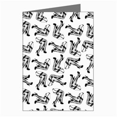 Erotic Pants Motif Black And White Graphic Pattern Black Backgrond Greeting Cards (pkg Of 8) by dflcprintsclothing