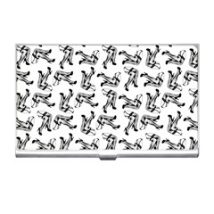 Erotic Pants Motif Black And White Graphic Pattern Black Backgrond Business Card Holder by dflcprintsclothing