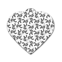 Erotic Pants Motif Black And White Graphic Pattern Black Backgrond Dog Tag Heart (two Sides) by dflcprintsclothing