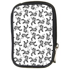 Erotic Pants Motif Black And White Graphic Pattern Black Backgrond Compact Camera Leather Case by dflcprintsclothing