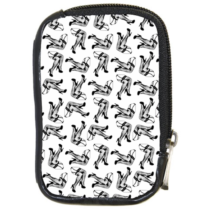 Erotic Pants Motif Black And White Graphic Pattern Black Backgrond Compact Camera Leather Case